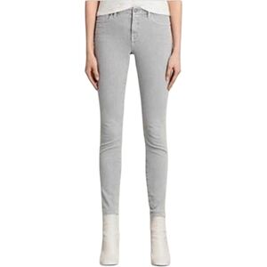 ALL SAINTS Jewel Jeans Light Grey Super Skinny Sculpting Stretch Women's 28 Edgy
